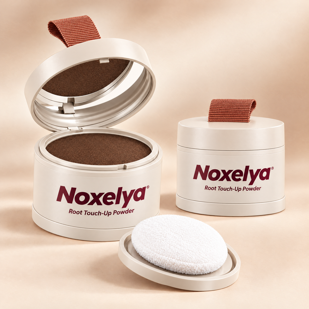 Noxelya Root Touch-Up Powder compact with puff