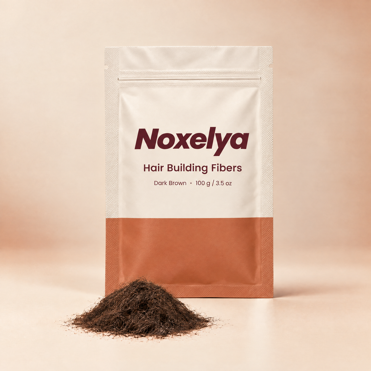 Noxelya Hair Building Fibers pouch in Dark Brown, 100 g